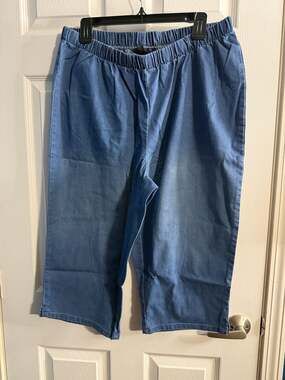 Denim Capri Pants Elastic Waist Size 22W Petite